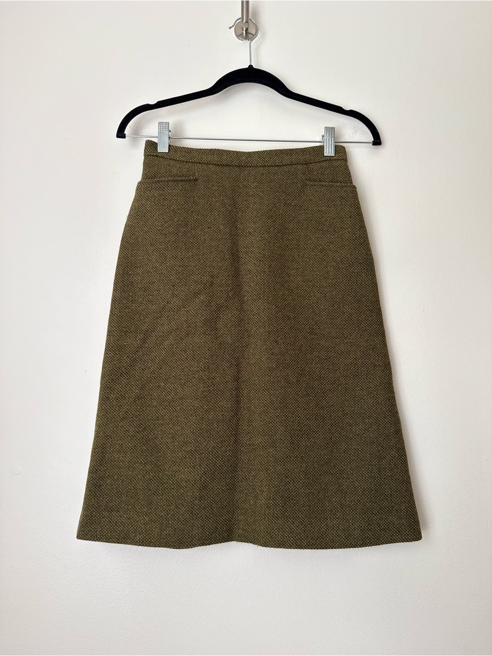Vintage INDIVI by Atsuro Tayama Olive Wool Tweed A-Line Skirt - Sz 38 / XS